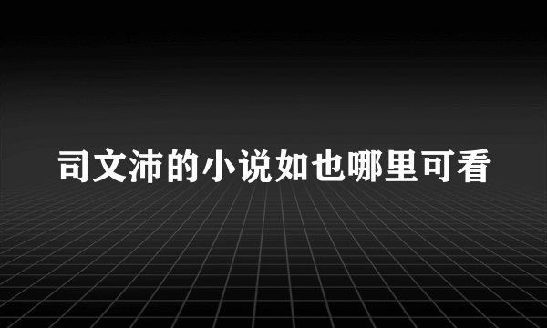 司文沛的小说如也哪里可看