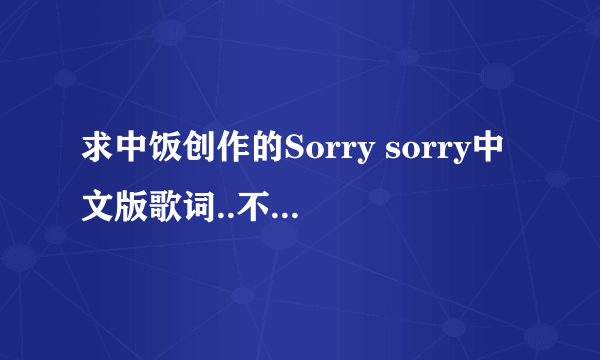 求中饭创作的Sorry sorry中文版歌词..不是音译喔!!!!