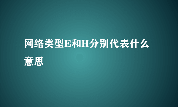 网络类型E和H分别代表什么意思