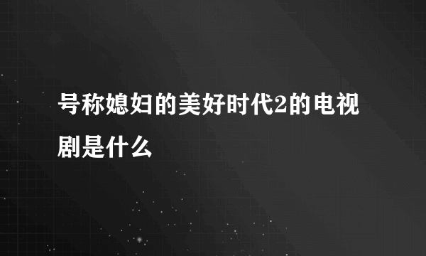 号称媳妇的美好时代2的电视剧是什么