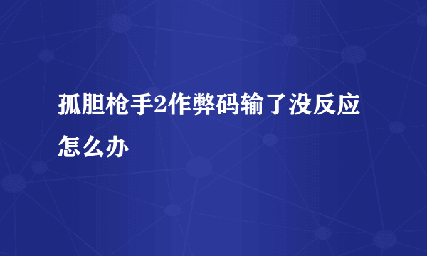 孤胆枪手2作弊码输了没反应怎么办