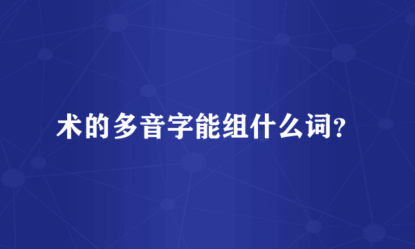 术的多音字能组什么词？