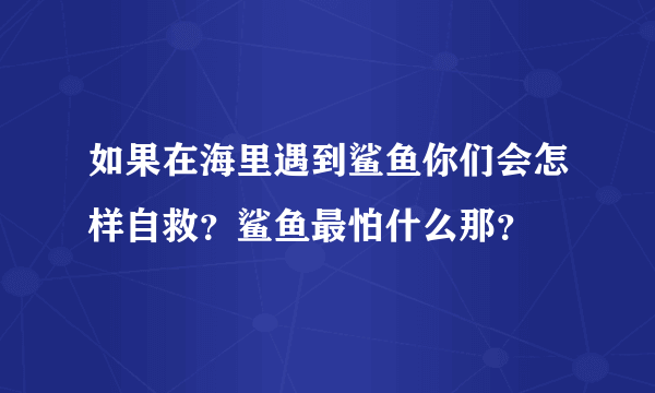 如果在海里遇到鲨鱼你们会怎样自救？鲨鱼最怕什么那？