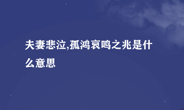 夫妻悲泣,孤鸿哀鸣之兆是什么意思