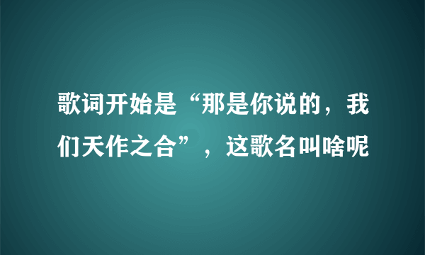 歌词开始是“那是你说的，我们天作之合”，这歌名叫啥呢