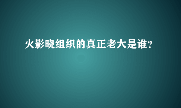 火影晓组织的真正老大是谁？