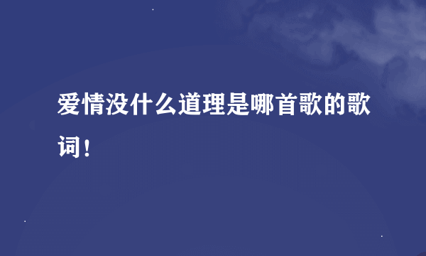 爱情没什么道理是哪首歌的歌词！