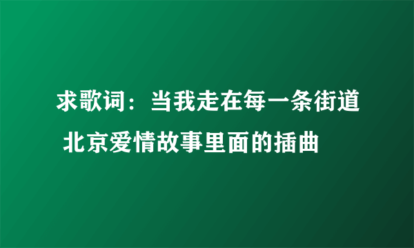 求歌词：当我走在每一条街道 北京爱情故事里面的插曲