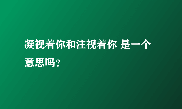 凝视着你和注视着你 是一个意思吗？