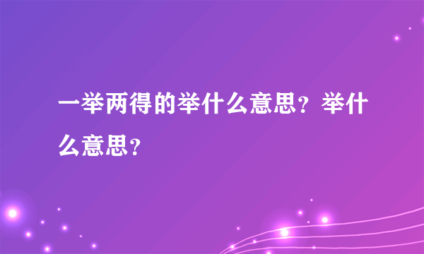 一举两得的举什么意思？举什么意思？