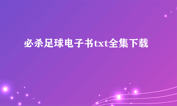 必杀足球电子书txt全集下载