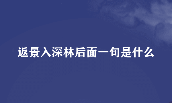 返景入深林后面一句是什么