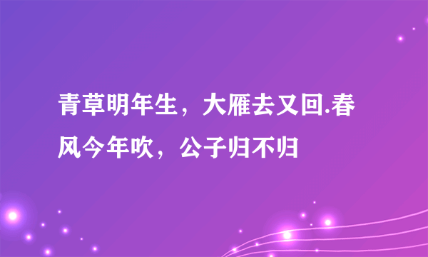 青草明年生，大雁去又回.春风今年吹，公子归不归