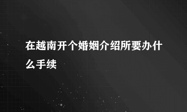 在越南开个婚姻介绍所要办什么手续