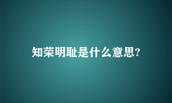 知荣明耻是什么意思?