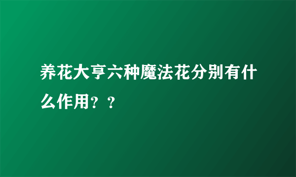 养花大亨六种魔法花分别有什么作用？？