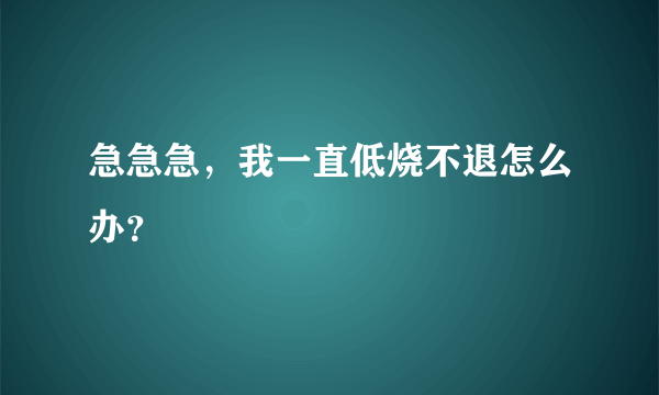 急急急，我一直低烧不退怎么办？