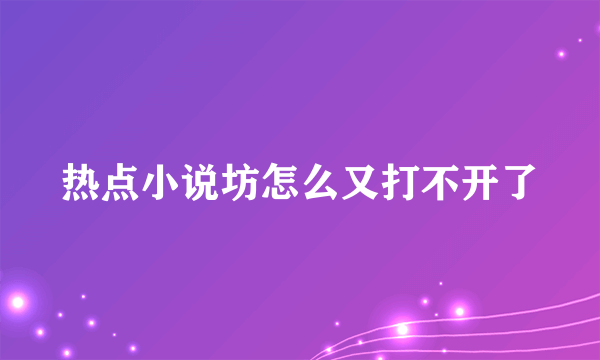 热点小说坊怎么又打不开了