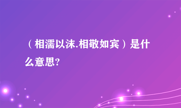 （相濡以沫.相敬如宾）是什么意思?