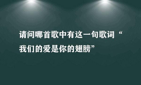 请问哪首歌中有这一句歌词“我们的爱是你的翅膀”