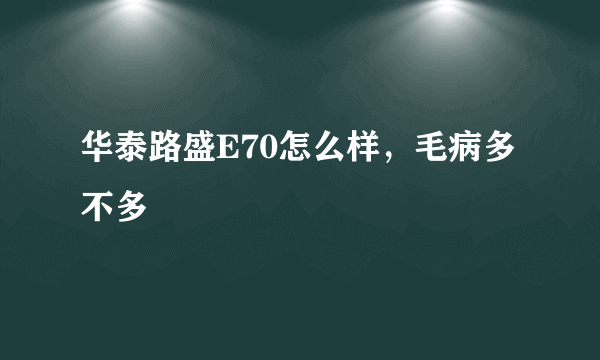 华泰路盛E70怎么样，毛病多不多