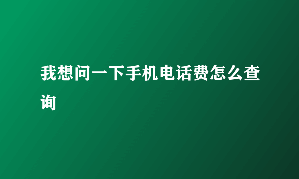 我想问一下手机电话费怎么查询