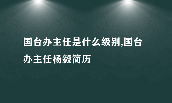 国台办主任是什么级别,国台办主任杨毅简历