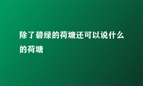 除了碧绿的荷塘还可以说什么的荷塘