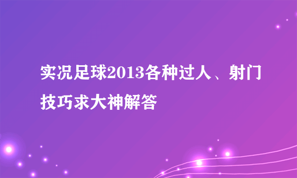 实况足球2013各种过人、射门技巧求大神解答