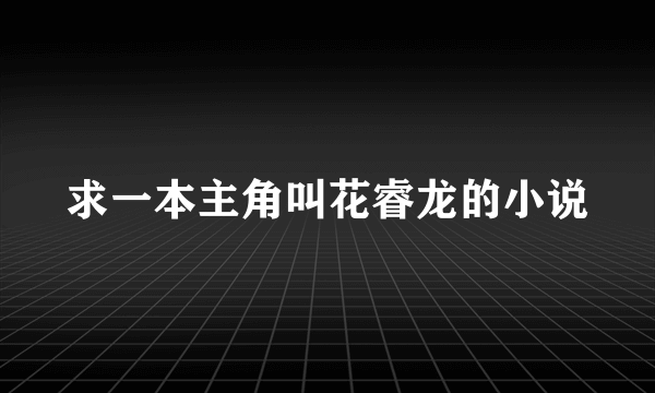 求一本主角叫花睿龙的小说