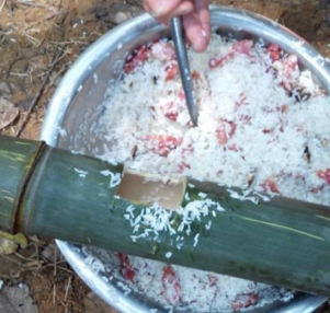 在野外怎么做竹筒饭？