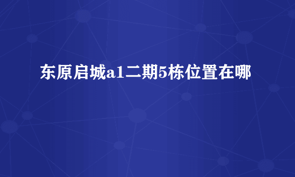 东原启城a1二期5栋位置在哪