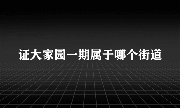 证大家园一期属于哪个街道