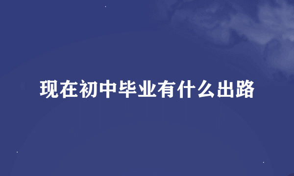 现在初中毕业有什么出路