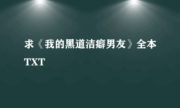 求《我的黑道洁癖男友》全本TXT