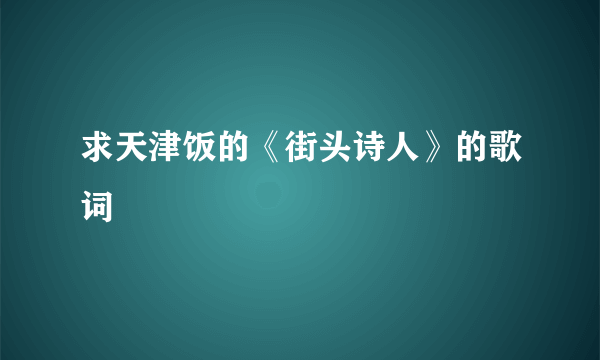 求天津饭的《街头诗人》的歌词