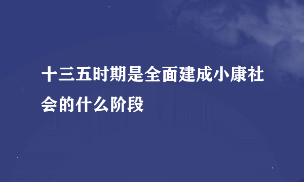 十三五时期是全面建成小康社会的什么阶段