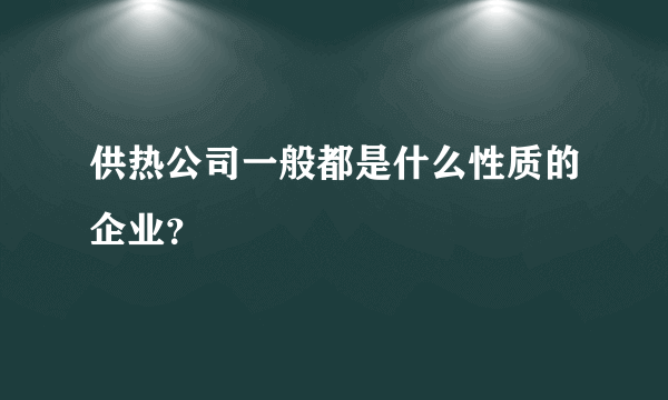 供热公司一般都是什么性质的企业？