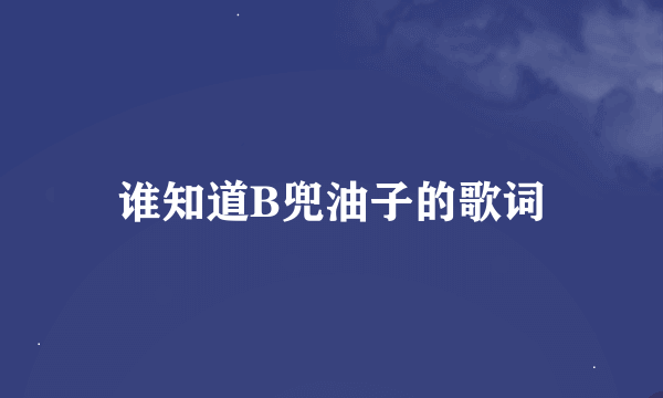 谁知道B兜油子的歌词