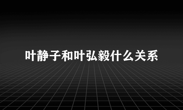 叶静子和叶弘毅什么关系