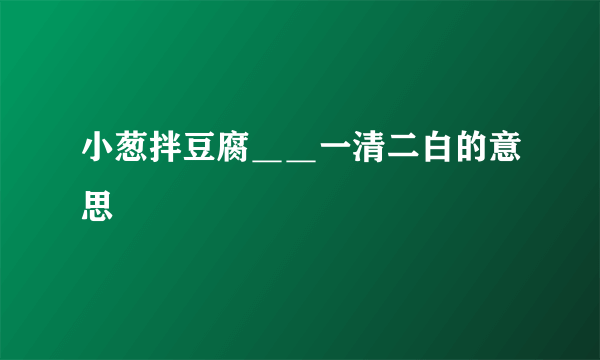 小葱拌豆腐＿＿一清二白的意思