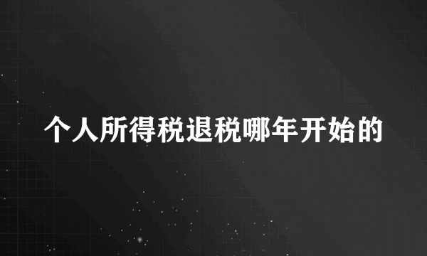 个人所得税退税哪年开始的