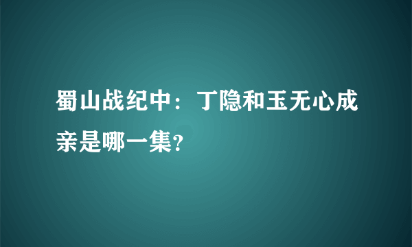 蜀山战纪中：丁隐和玉无心成亲是哪一集？