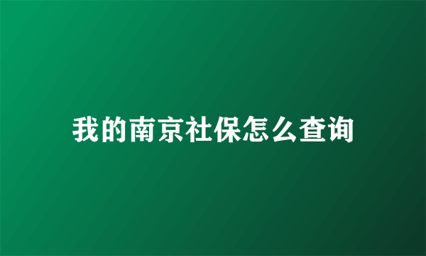 我的南京社保怎么查询