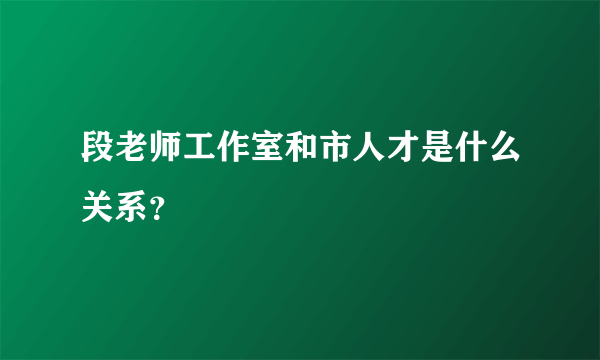 段老师工作室和市人才是什么关系？