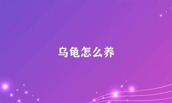 乌龟怎么养