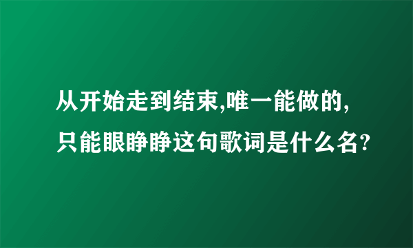 从开始走到结束,唯一能做的,只能眼睁睁这句歌词是什么名?