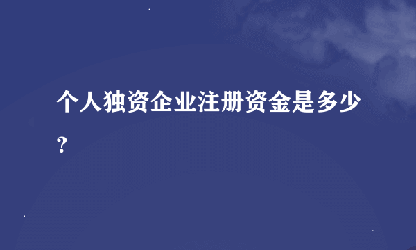 个人独资企业注册资金是多少？