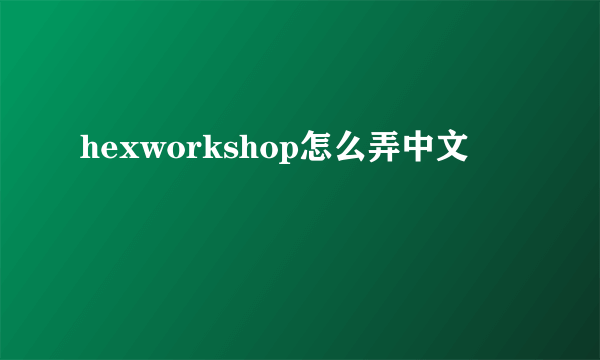 hexworkshop怎么弄中文