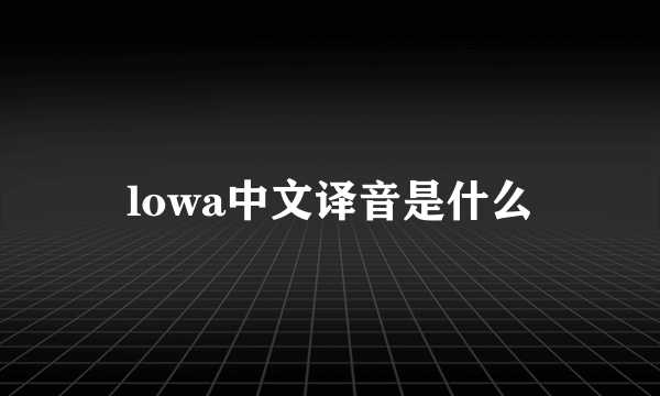 lowa中文译音是什么